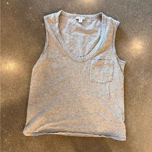 JAMES PERSE VINTAGE HEATHERED POCKET TANK - GREY 0 XS